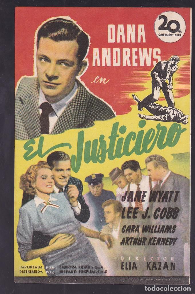 Cine: F16-30-Folleto de Mano. EL JUSTICIERO Dana Andrews