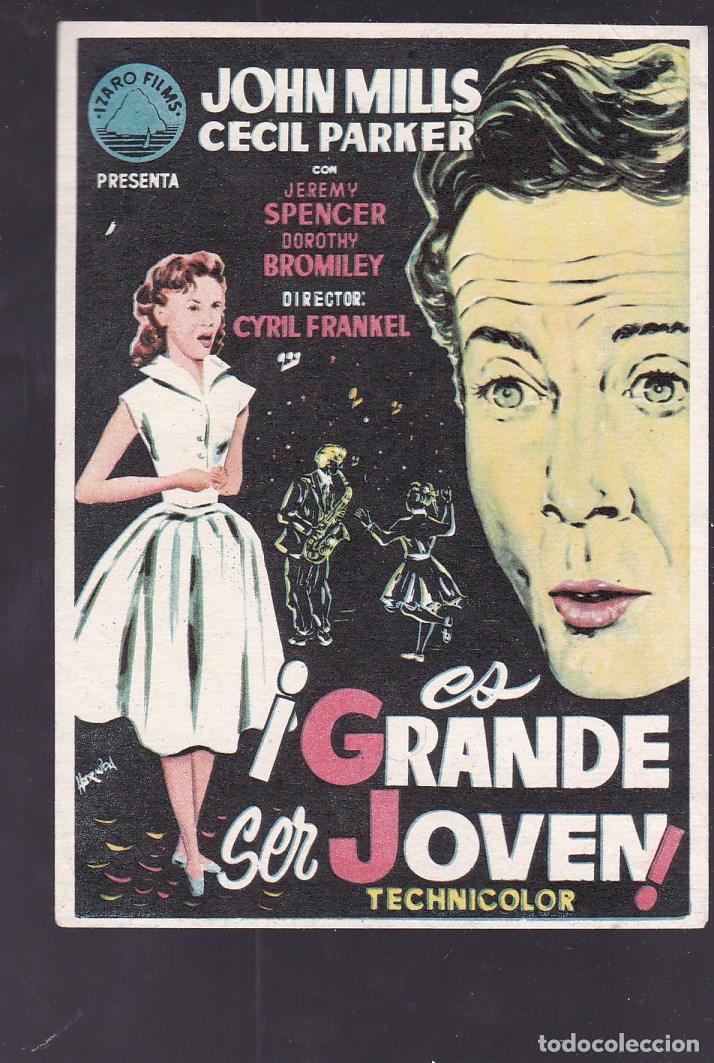 Cine: F16-46-Folleto de Mano. ES GRANDE SER JOVEN . John Mills