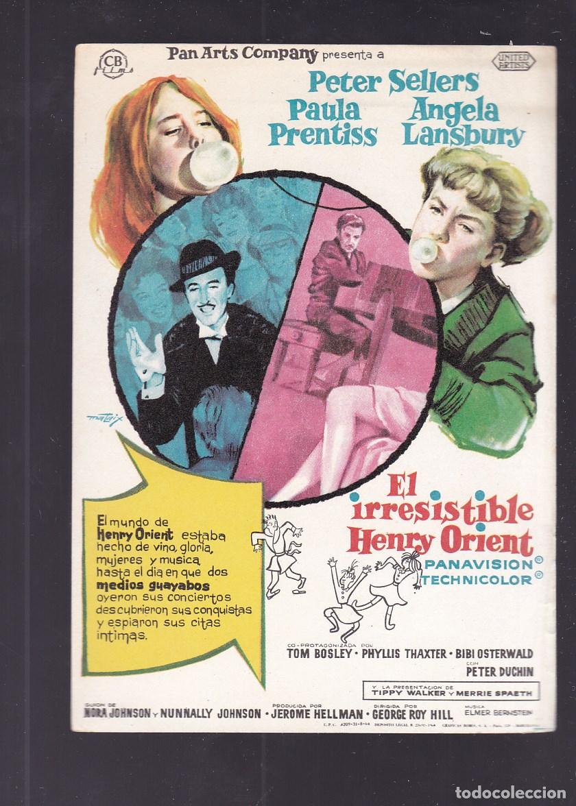 Cine: F16-52-Folleto de Mano. EL IRRESISTIBLE HENRY ORIENT . Peter Sellers