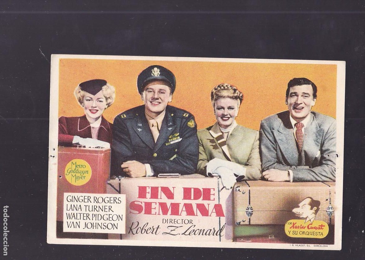 Cine: F16-61-Folleto de Mano. FIN DE SEMANA Ginger Rogers. Lana Turner