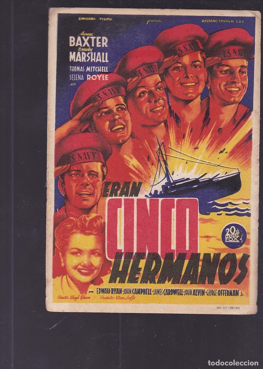 Cine: F16-68-Folleto de Mano. ERAN CINCO HERMANOS. Anne Baxter