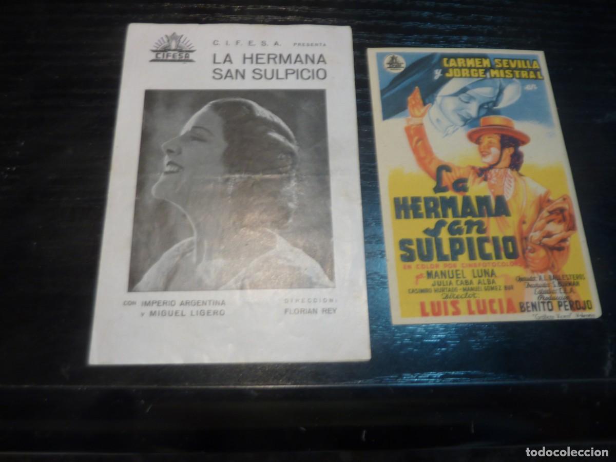 Cine: 2 Folletos de cine DIFERENTES de LA HERMANA SAN SULPICIO con publicidad