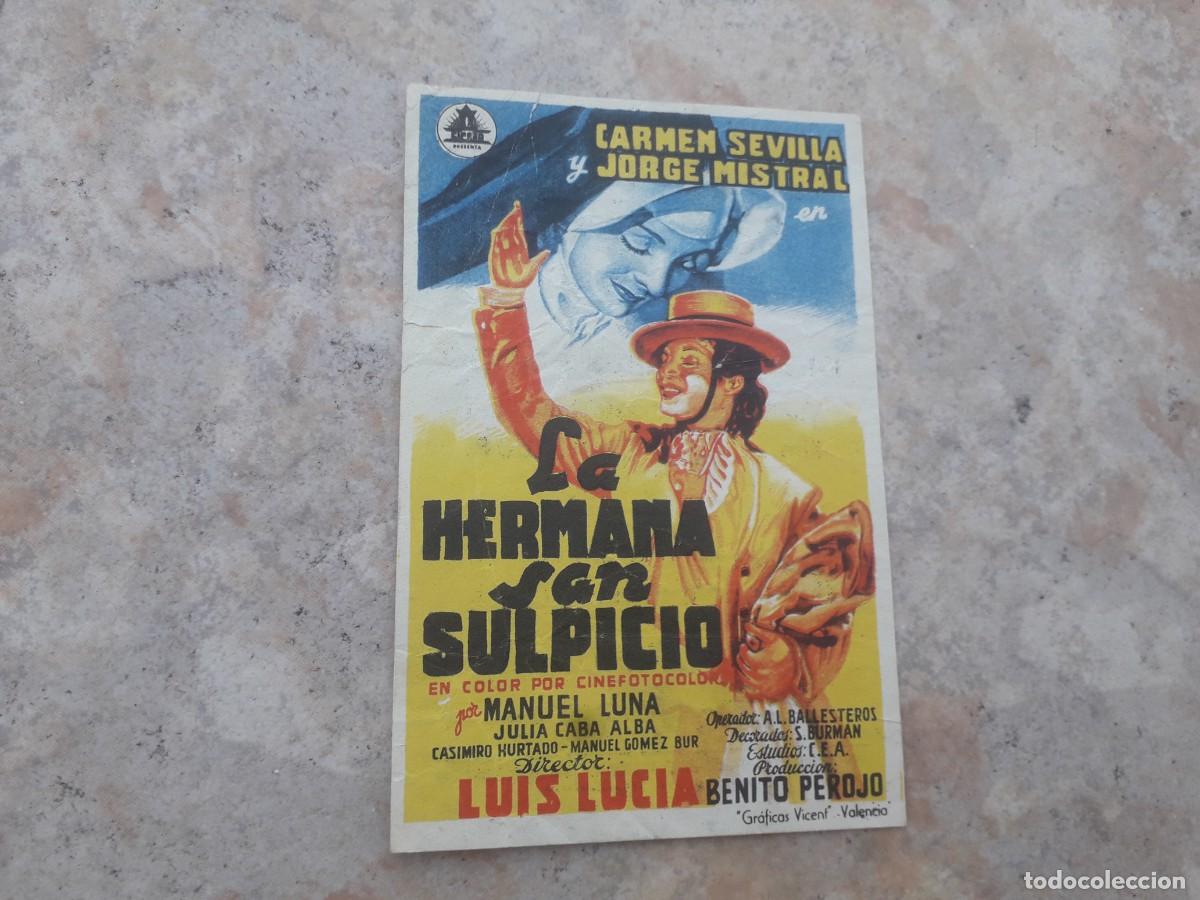 Cine: programa de cine folleto de mano la hermana san sulpicio original con publicidad