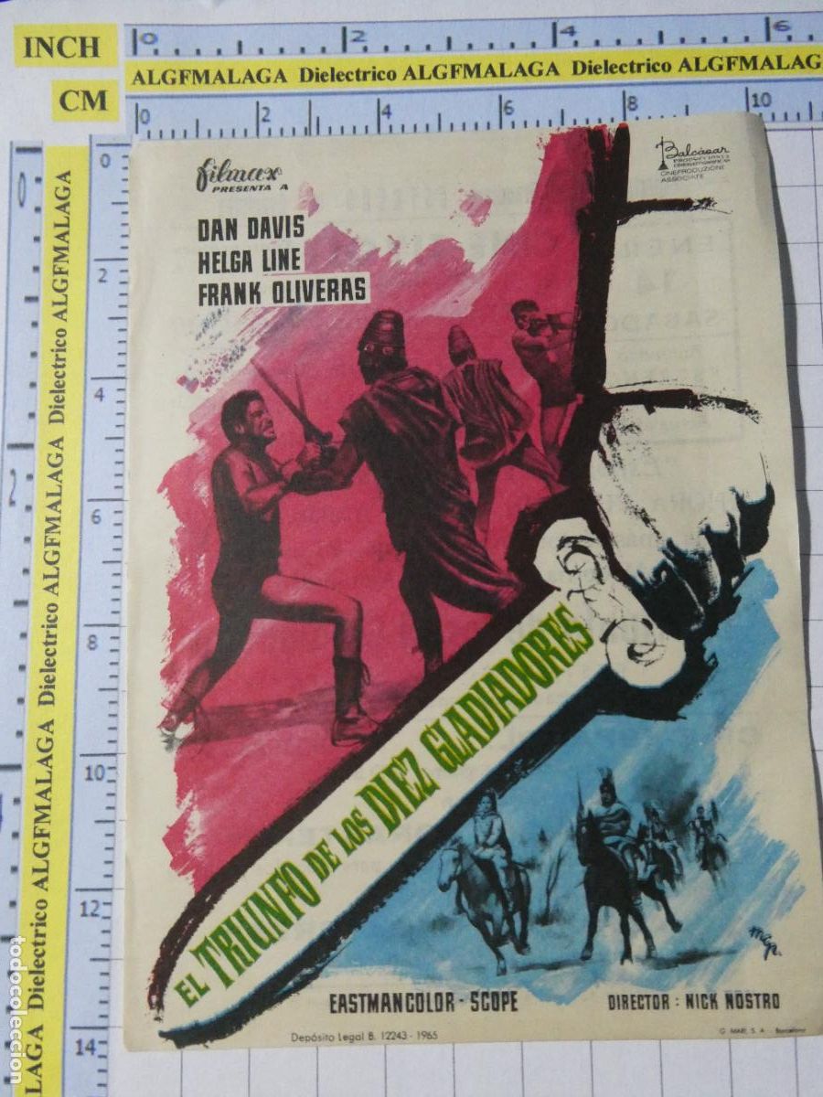 Cine: PROGRAMA DE MANO. CINE. PEL&Iacute;CULA. EL TRIUNFO DE LOS DIEZ GLADIADORES, CINE TIVOLI AND&Uacute;JAR JAEN. 420