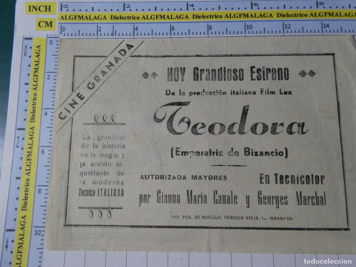 Cine: PROGRAMA DE MANO. CINE. PEL&Iacute;CULA. TEODORA PUBLICIDAD CINE GRANADA. 424 - Foto 2