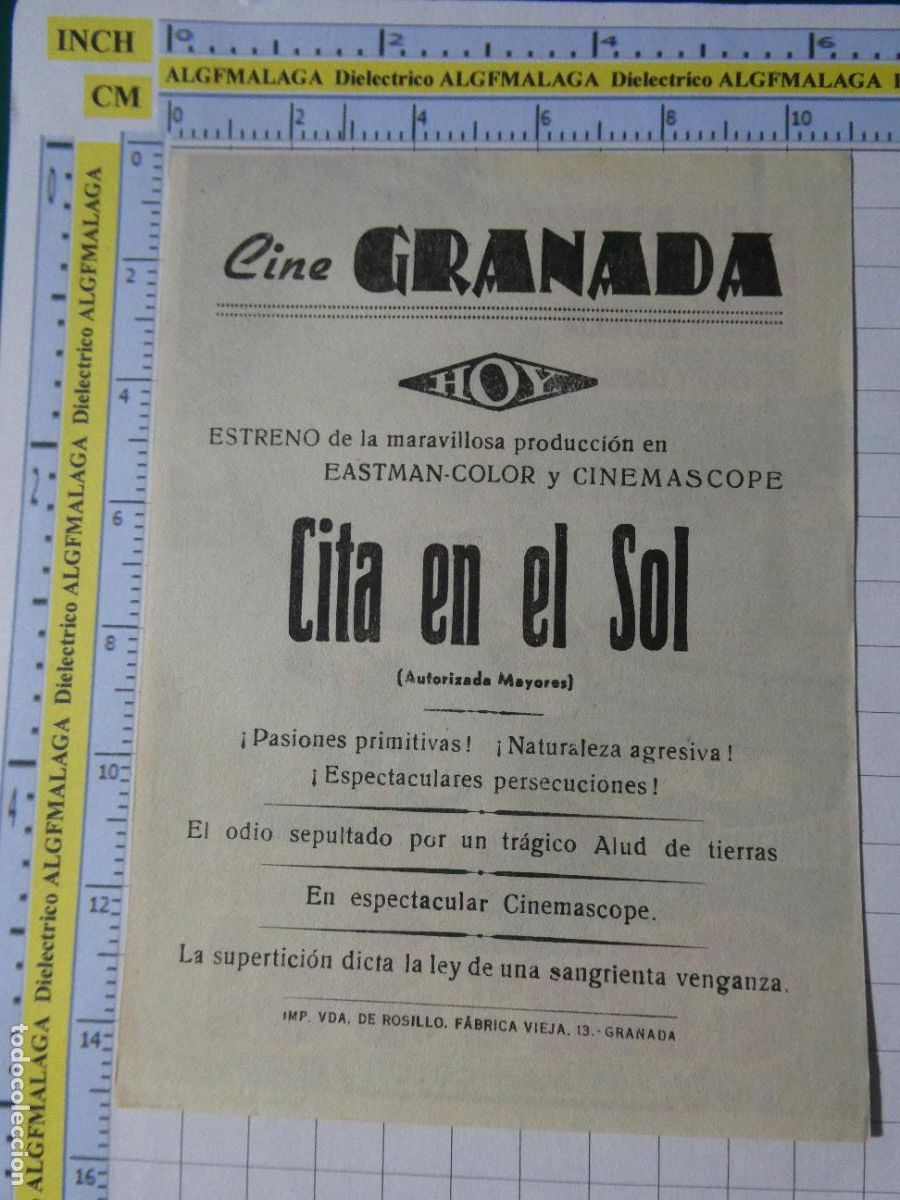Cine: PROGRAMA DE MANO. CINE. PEL&Iacute;CULA. CITA EN EL SOL CINE GRANADA. 430 - Foto 2
