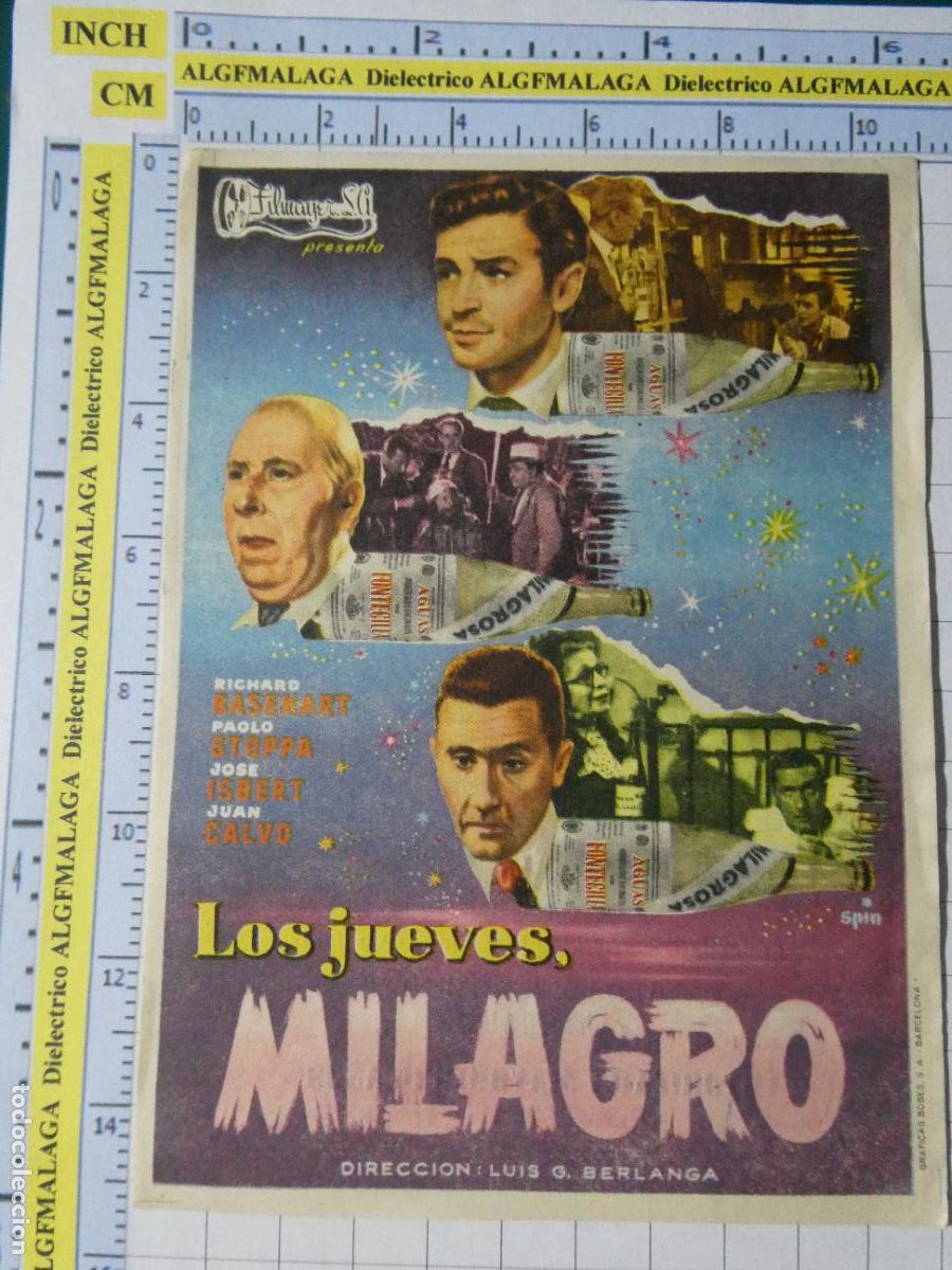 Cine: PROGRAMA DE MANO. CINE. PEL&Iacute;CULA. LOS JUEVES MILAGRO 1958 CINE MUNICIPAL C&Aacute;DIZ. 436