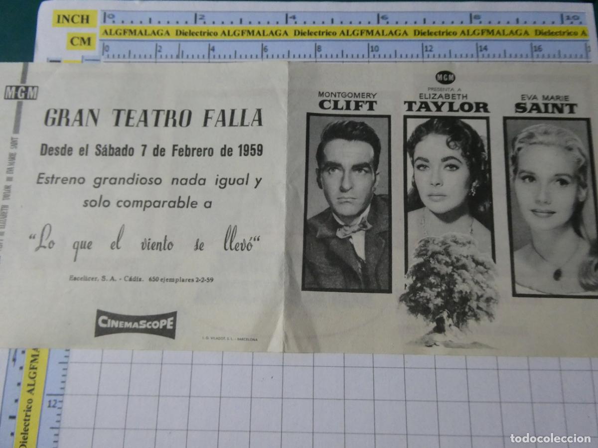 Cine: PROGRAMA DE MANO. CINE. PEL&Iacute;CULA. EL &Aacute;RBOL DE LA VIDA. A&Ntilde;O 1959 GRAN TEATRO FALLA. 440