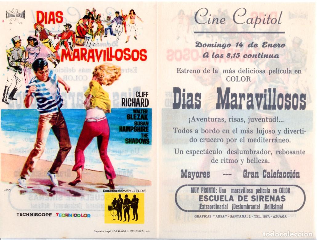 Cine: FOLLETO DE MANO ORIGINAL D&Iacute;AS MARAVILLOSOS CLIFF RICHARD CINE CAPITOL MADRID
