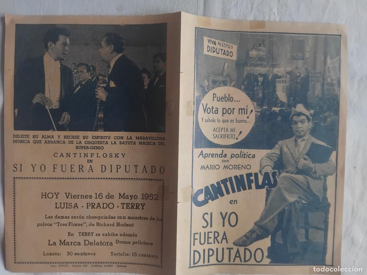 Cine: PROGRAMA DE CINE CUBANO SI YO FUERA DIPUTADO CON MARIO MORENO CANTINFLAS. 1952.