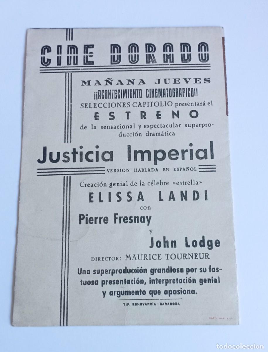Cine: Programa de mano Justicia Imperial - Foto 2