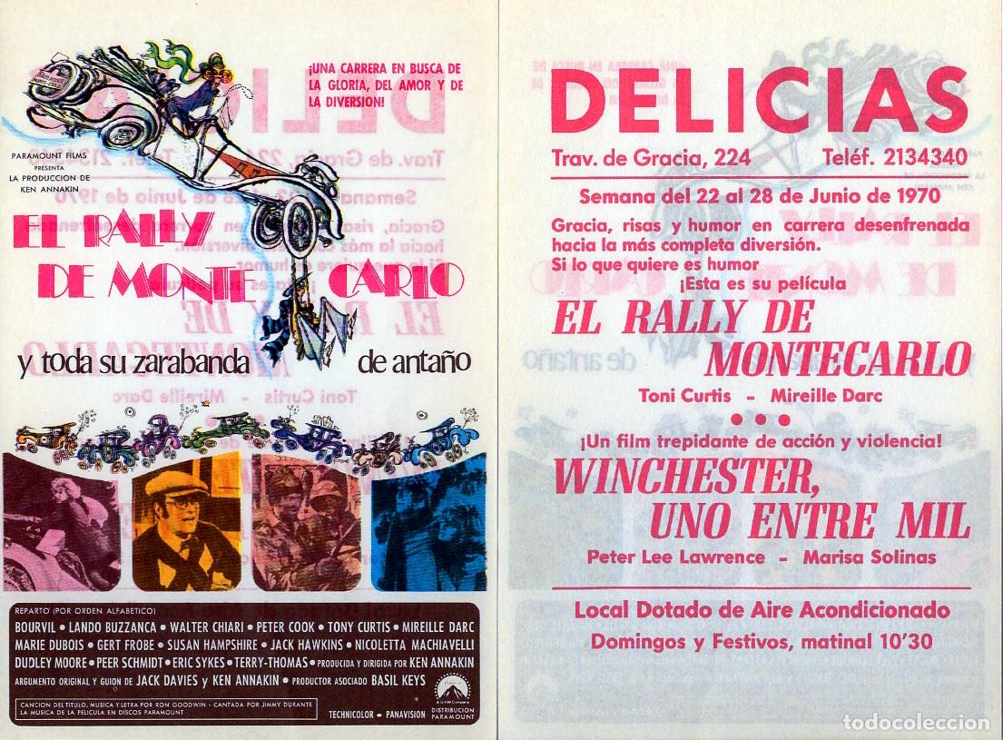 Cine: FOLLETO DE MANO ORIGINAL EL RALLY DE MONTECARLO CINE DELICIAS 1970 BARCELONA