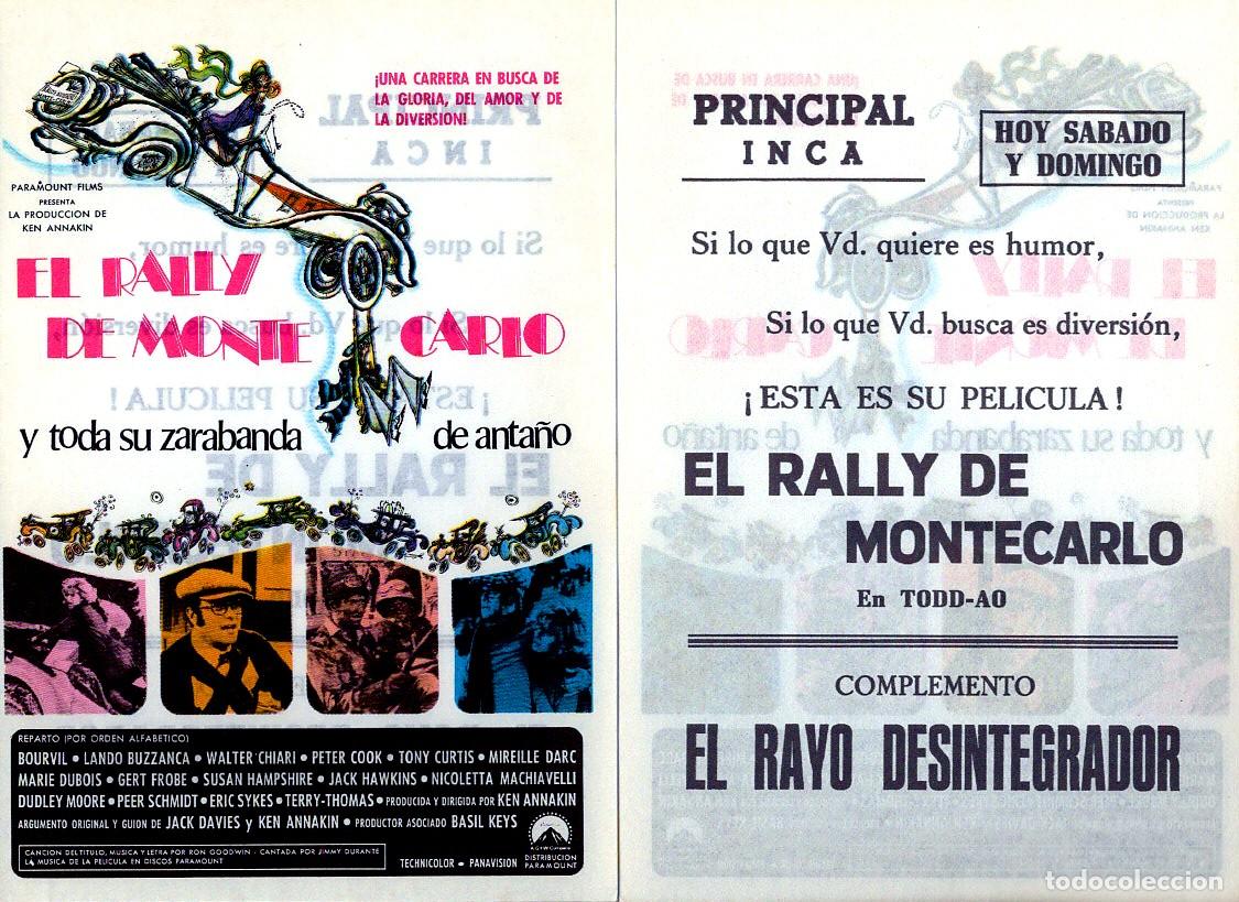 Cine: FOLLETO DE MANO ORIGINAL EL RALLY DE MONTECARLO CINE PRINCIPAL INCA ISLAS BALEARES
