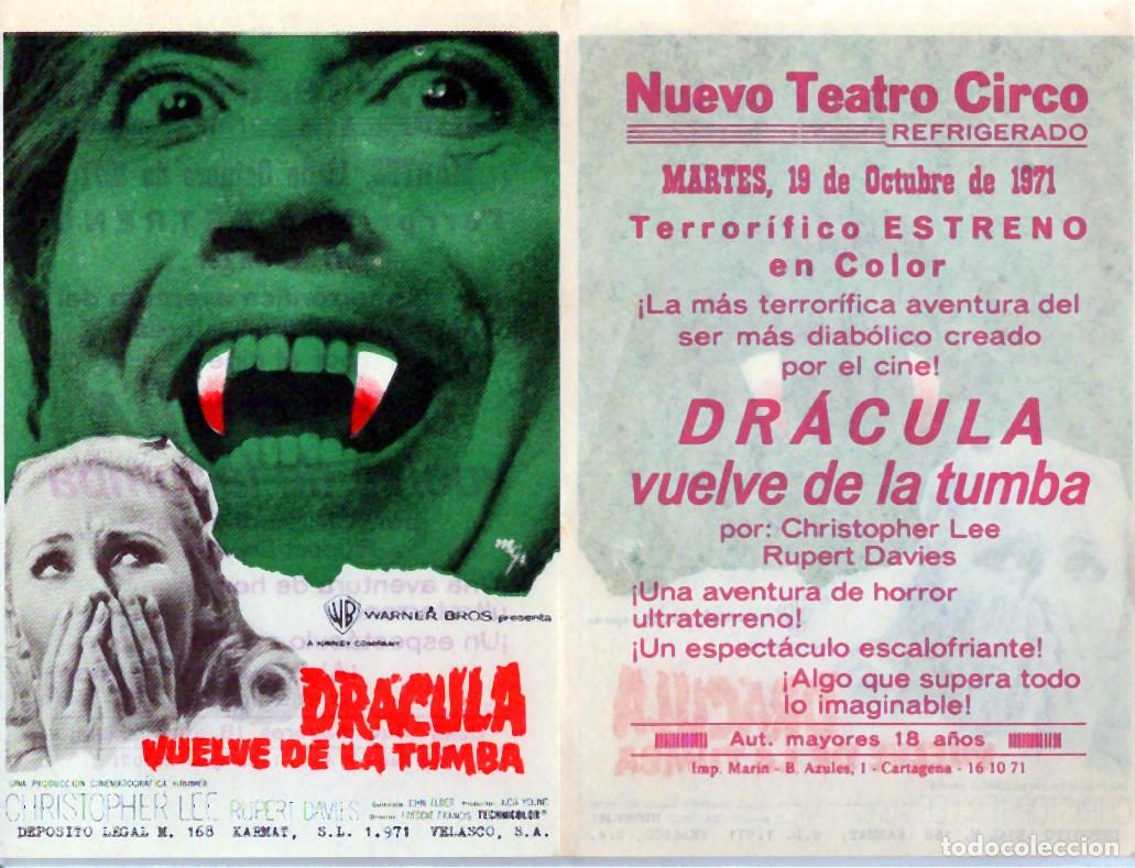 Cine: FOLLETO DE MANO ORIGINAL DR&Aacute;CULA, VUELVE DE LA TUMBA CINE NUEVO TEATRO CIRCO 1971 CARTAGENA MURCIA