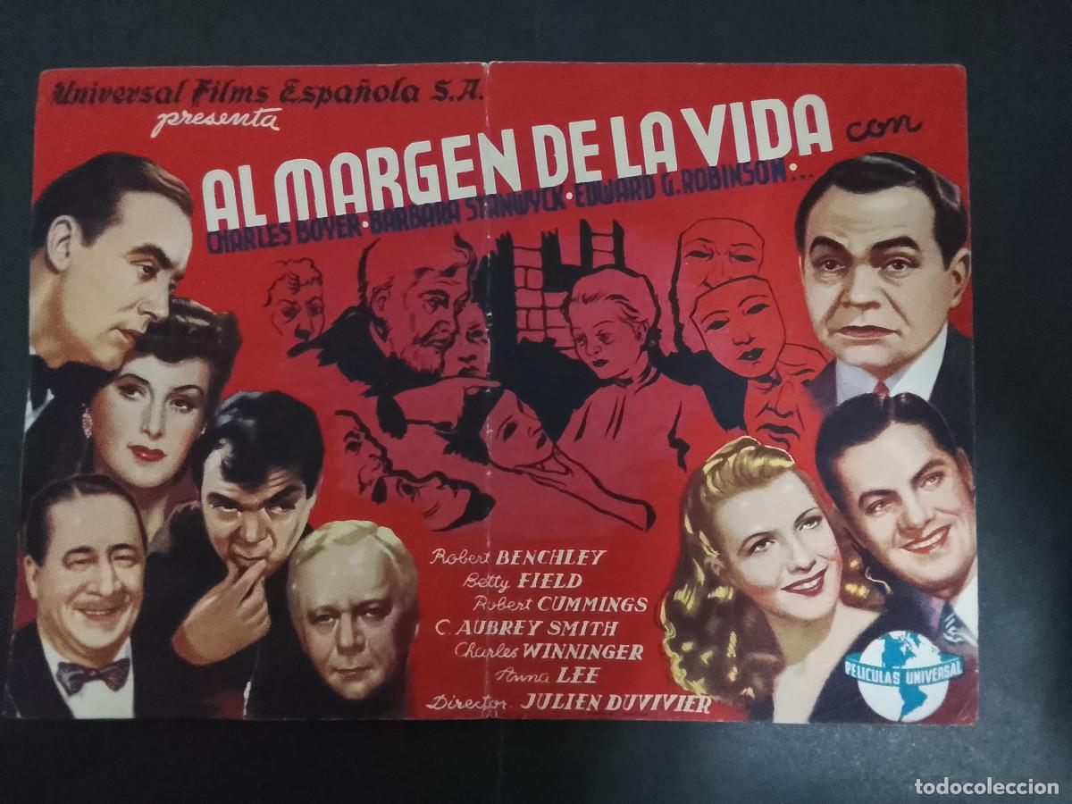Cine: Folleto de mano de la pel&iacute;cula Al margen de la vida (Charles Boyer, Barbara Stanwyck)