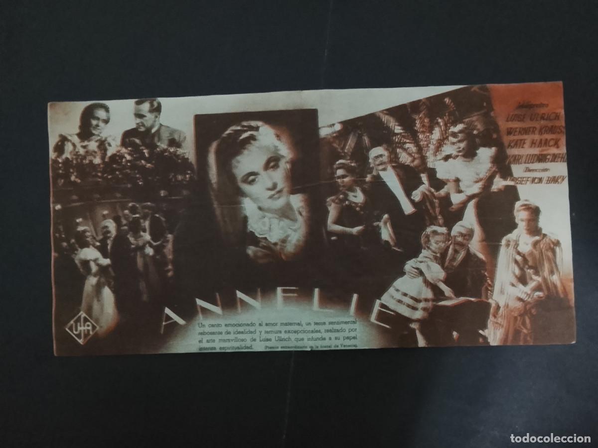Cine: Folleto de mano de la pel&iacute;cula Annelie (Luise Ulrich, Werner Krauss)