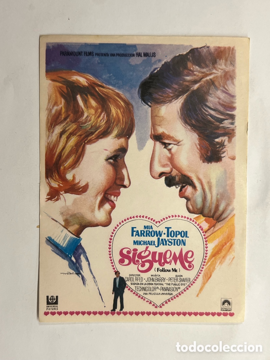  Foglietti di film di film antichi di cinema: SIGUEME. MIA FARROW - TOPOL, MICHAEL JAYSTON. Folleto de mano. SIN PUBLICIDAD