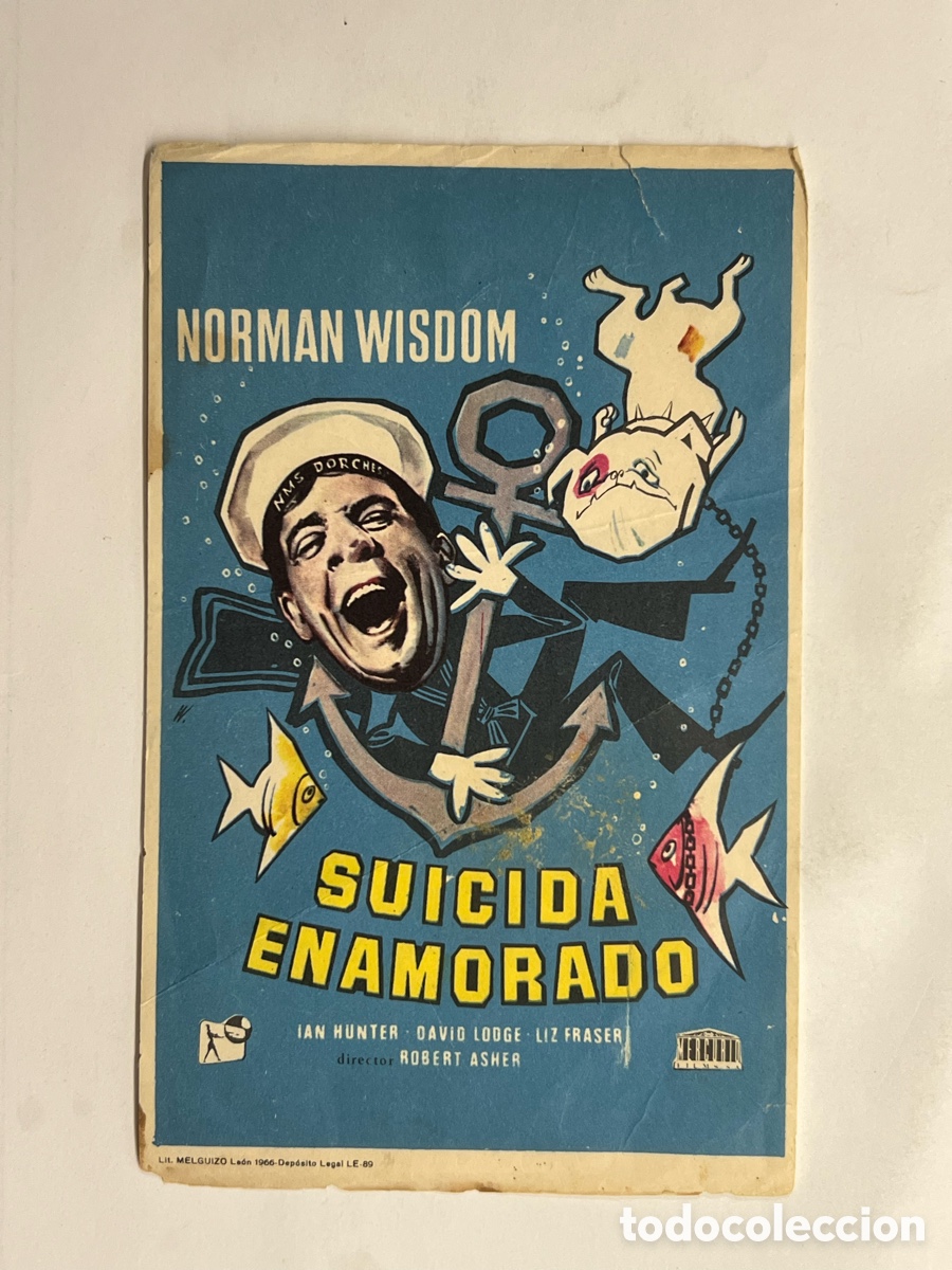 Cine: SUICIDA ENAMORADO (FOLLETO DE MANO ORIGINAL) NORMAN WISDOM.. fatigado