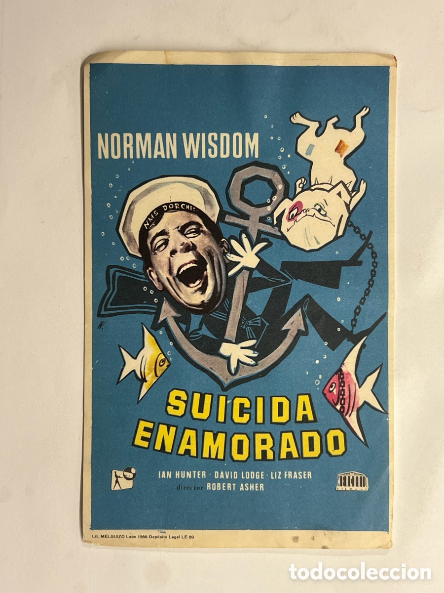  Foglietti di film di film antichi di cinema: SUICIDA ENAMORADO (FOLLETO DE MANO ORIGINAL) NORMAN WISDOM.. fatigado