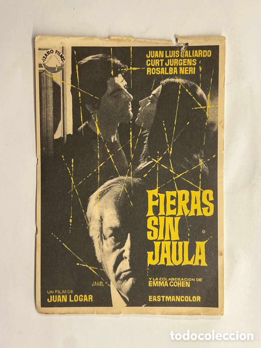 Flyers Publicitaires de films Anciens: FOLLETO DE MANO FIERAS SIN JAULA Juan Luis Galiardo, Curt Jurgens, Rosalba Neri SIN PUBLICIDAD