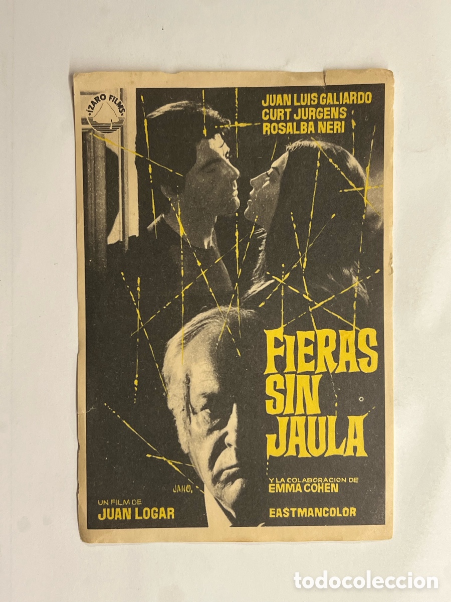 Kino: FOLLETO DE MANO FIERAS SIN JAULA Juan Luis Galiardo, Curt Jurgens, Rosalba Neri SIN PUBLICIDAD&hellip;