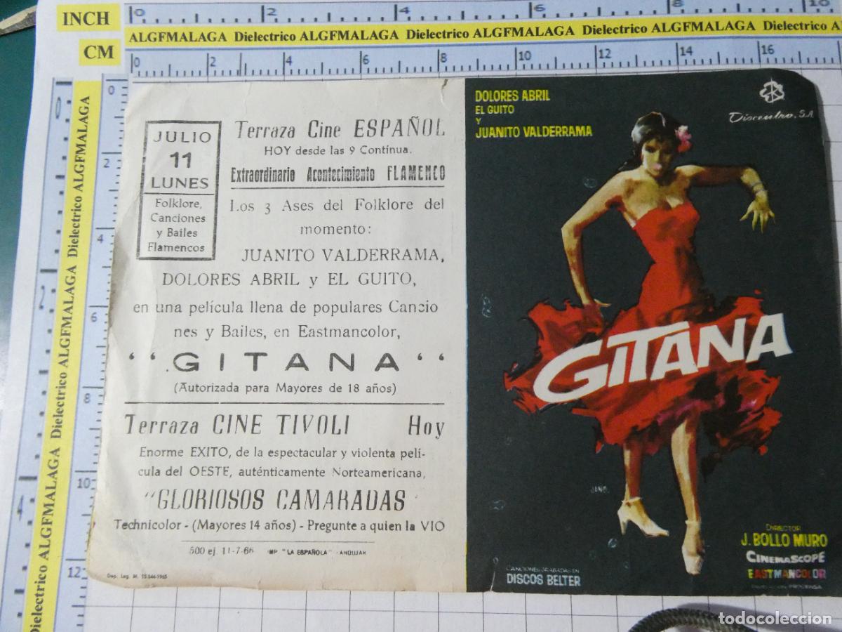 Cine: PROGRAMA DE MANO. CINE. PEL&Iacute;CULA. GITANA DOLORES ABRIL JUANITO VALDERRAMA CINE TERRAZA ANDUJAR. 445