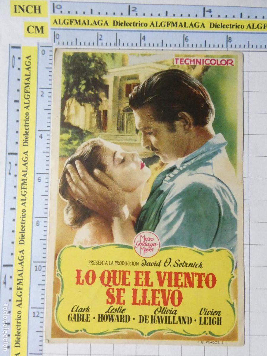 Cine: PROGRAMA DE MANO. CINE. PEL&Iacute;CULA. LO QUE EL VIENTO SE LLEV&Oacute;. KIOSCO AMPARO GRANADA. 447