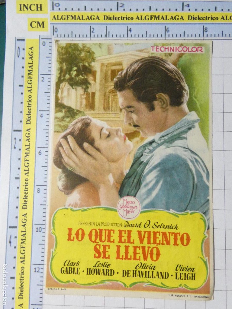 Cine: PROGRAMA DE MANO. CINE. PEL&Iacute;CULA. LO QUE EL VIENTO SE LLEV&Oacute;. 1954 CINE GRAN V&Iacute;A GRANADA. 448