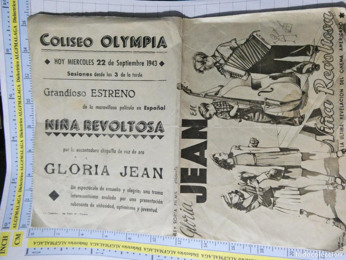 Cine: PROGRAMA DE MANO. CINE. PEL&Iacute;CULA. GLORIA JEAN EN NI&Ntilde;A REVOLTOSA 1943 COLISEO OLYMPIA GRANADA. 456