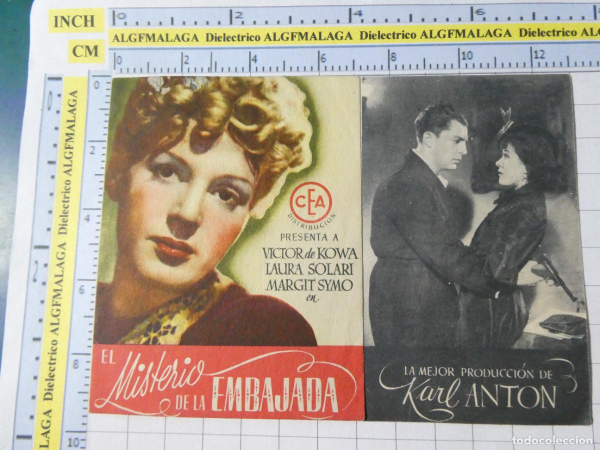 Cine: PROGRAMA DE MANO. CINE. PEL&Iacute;CULA. EL MISTERIO DE LA EMBAJADA 1944 ALIATAR CINEMA . 458