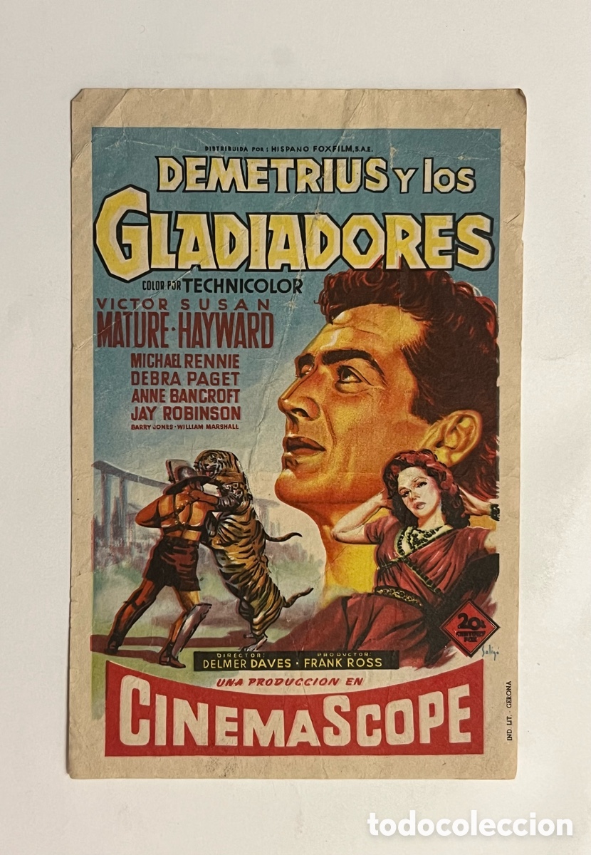 Cine: DEMETRIUS Y LOS GLADIADORES PROGRAMA DE CINE. Reverso KURSAAL - Foto 1
