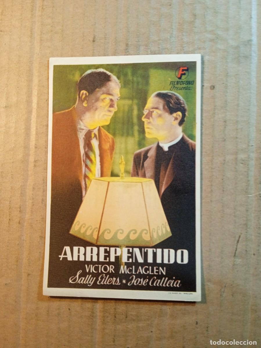  Foglietti di film di film antichi di cinema: FOLLETO DE MANO CON PUBLICIDAD ARREPENTIDO