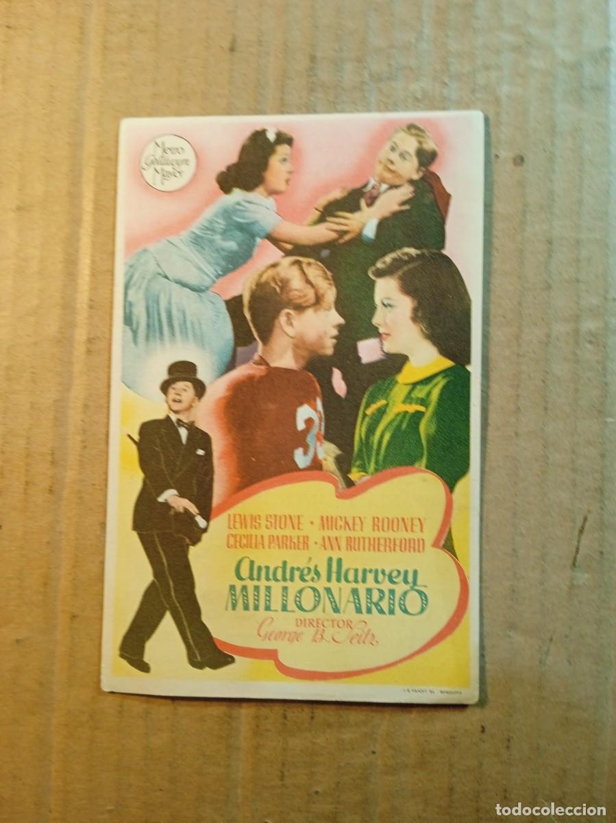 Foglietti di film di film antichi di cinema: FOLLETO DE MANO CON PUBLICIDAD ANDRES HARVEY MILLONARIO