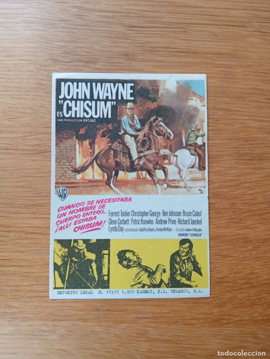 Kino: FOLLETO DE MANO. CHISUM. JOHN WAYNE Y FORREST TUCKER. ANDREW V. McLAGLEN. 1970. SIN PUBLICIDAD.