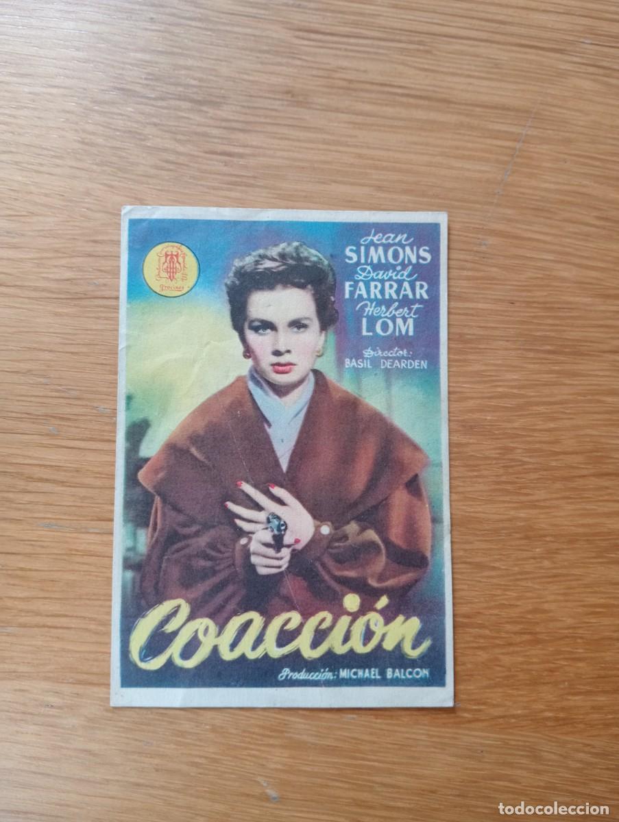 Kino: FOLLETO DE MANO. COACCI&Oacute;N. JEAN SIMONS Y DAVID FARRAR. BASIL DEARDEN. 1950. SIN PUBLICIDAD.