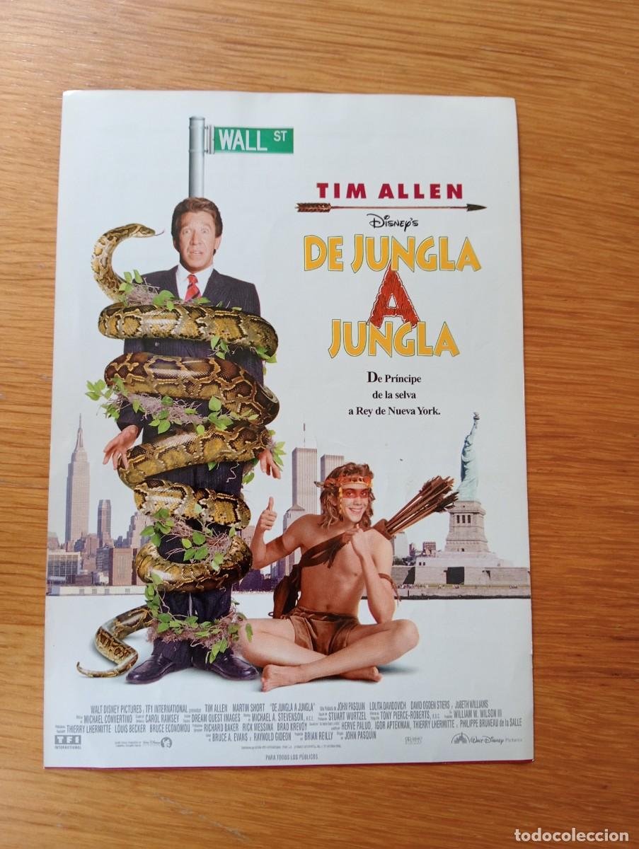  Foglietti di film di film antichi di cinema: FOLLETO DE MANO. DE JUNGLA A JUNGLA. TIM ALLEN. JOHN PASQUIN. 1997.