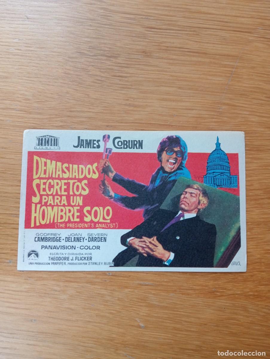 Cinema: FOLLETO DE MANO. DEMASIADOS SECRETOS PARA UN HOMBRE SOLO. JAMES COBURN. THEODORE J. FLICKER. 1967.