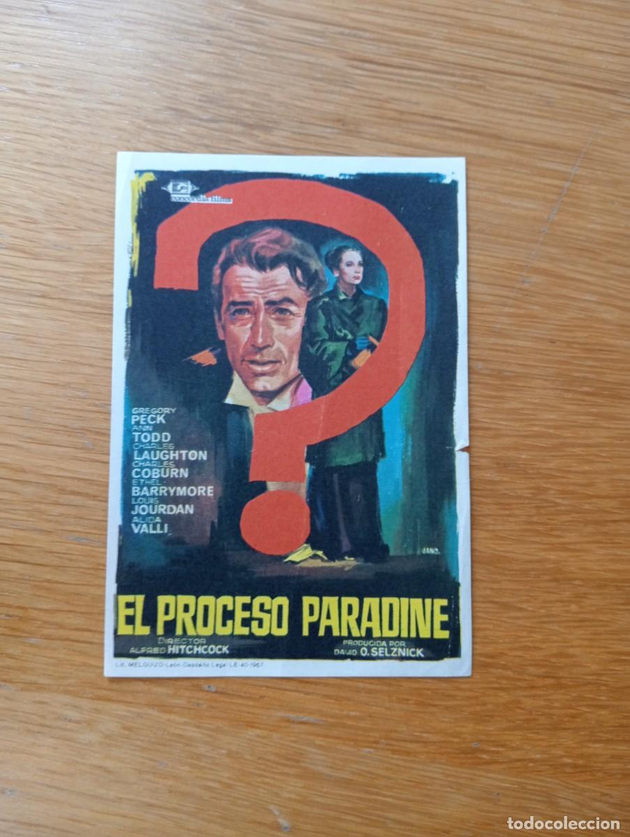  Foglietti di film di film antichi di cinema: FOLLETO DE MANO. EL PROCESO PARADINE. GREGORY PECK Y ANN TODD. ALFRED HITCHCOCK. 1947.