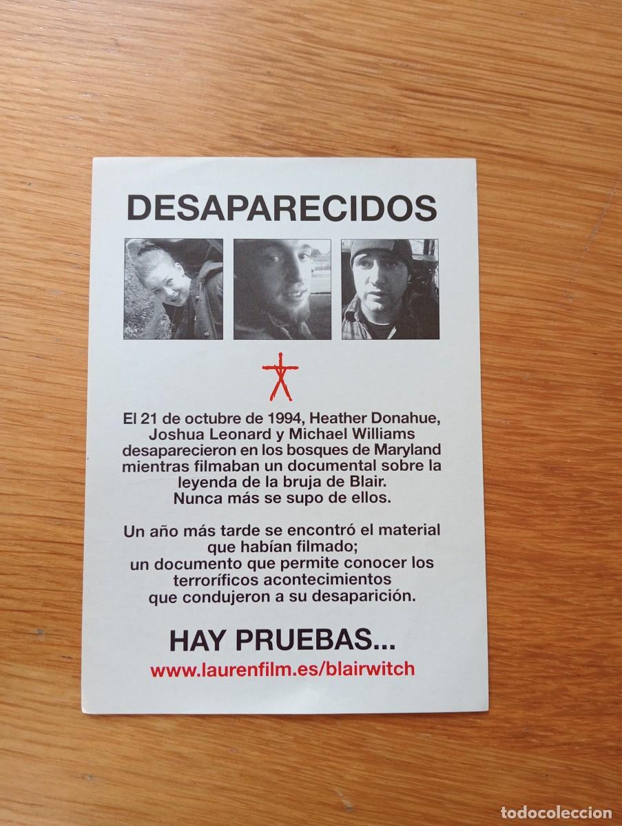  Flyers Publicitaires de films Anciens: FOLLETO DE MANO. EL PROYECTO DE LA BRUJA DE BLAIR. HEATHER DONAHUE. D. MYRICK Y EDUARDO S&Aacute;NCHEZ.1999
