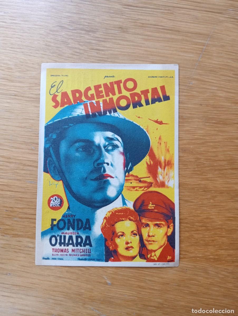 Cine: FOLLETO DE MANO. EL SARGENTO INMORTAL. HENRY FONDA Y MAUREEN O&acute;HARA. JOHN M. STAHL. 1943.