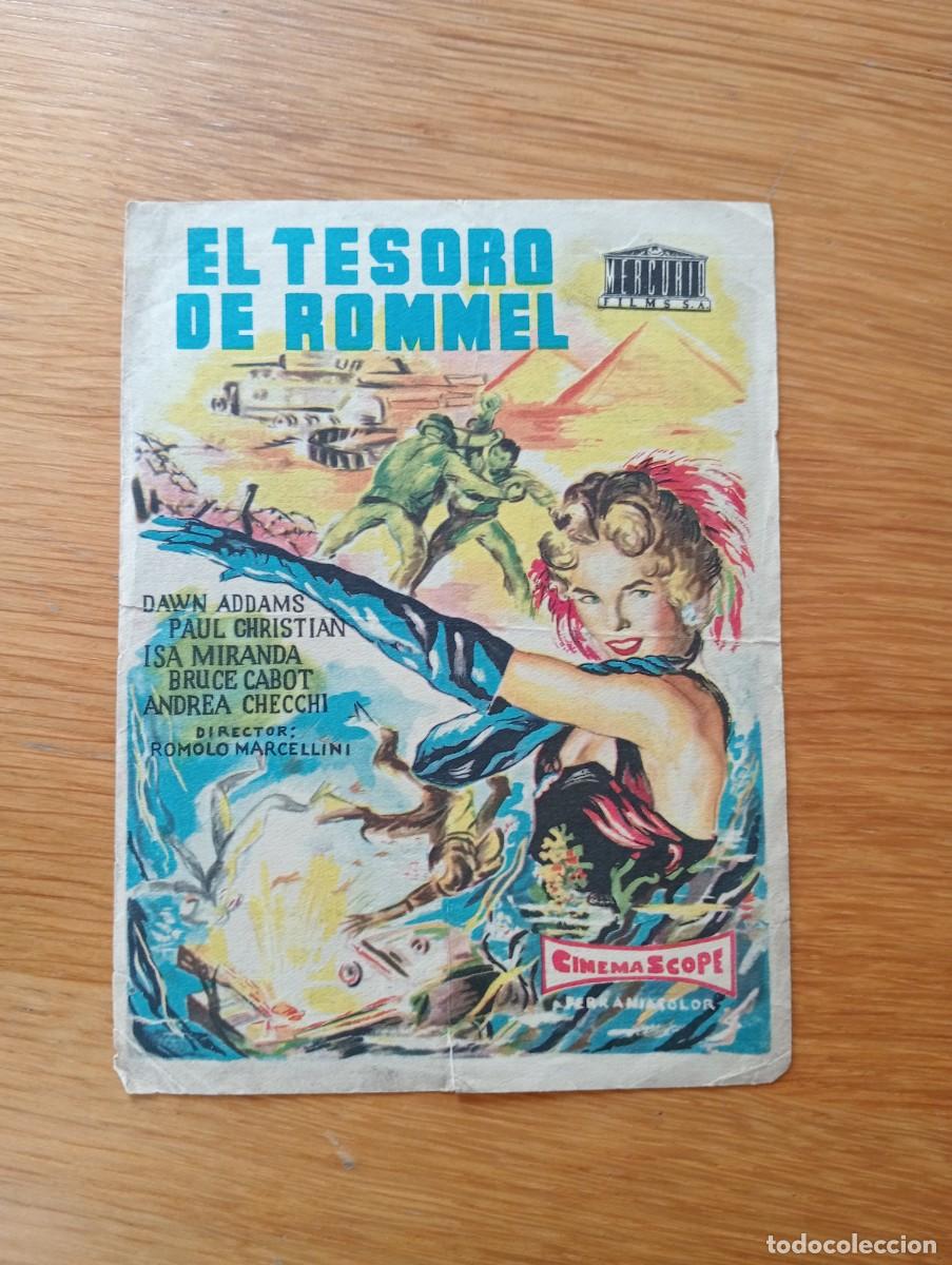  Flyers Publicitaires de films Anciens: FOLLETO DE MANO. EL TESORO DE ROMMEL. DAWN ADAMS Y PAUL CHRISTIAN. ROMOLO MARCELLINI. 1955.