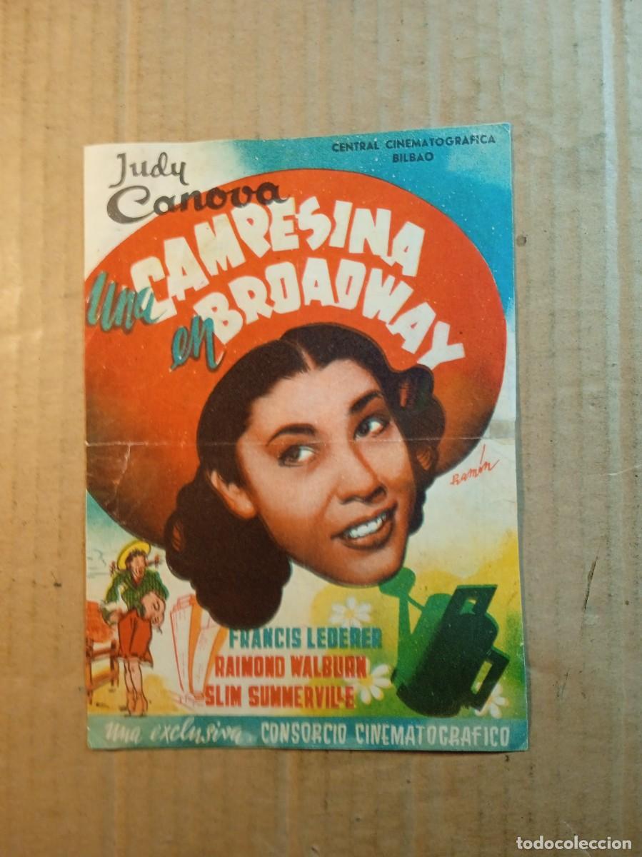Cine: FOLLETO DE MANO CON PUBLICIDAD UNA CAMPESINA EN BROADWAY