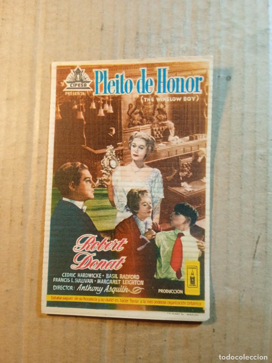 Kino: FOLLETO DE MANO CON PUBLICIDAD PLEITO DE HONOR