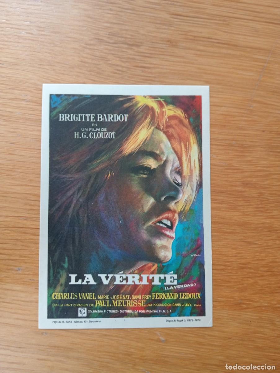  Flyers Publicitaires de films Anciens: FOLLETO DE MANO. LA VERIT&Eacute; (LA VERDAD). BRIGITTE BARDOT. H.G. CLOUZOT. 1960. SIN PUBLICIDAD.