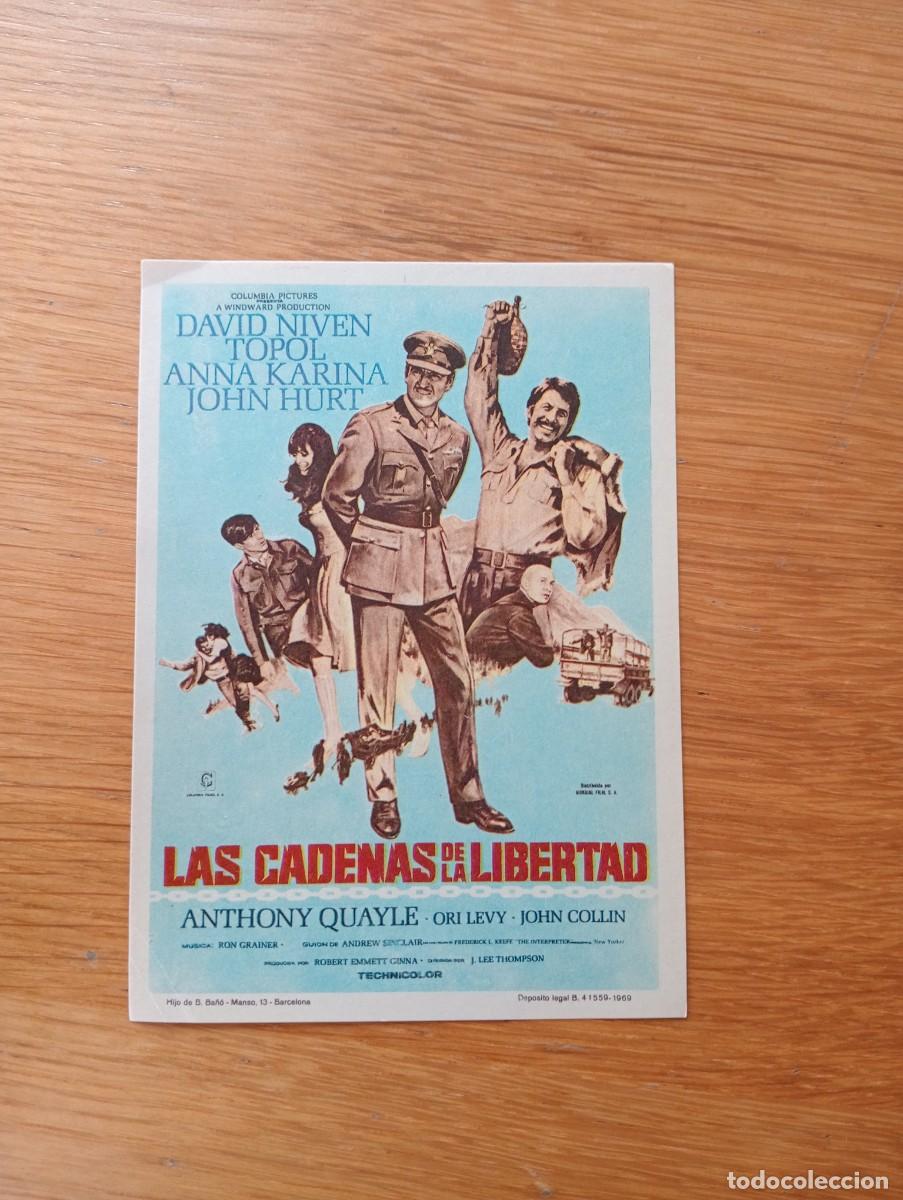  Flyers Publicitaires de films Anciens: FOLLETO DE MANO. LAS CADENAS DE LA LIBERTAD. DAVID NIVEN Y TOPOL. JACK LEE THOMPSON. 1970.