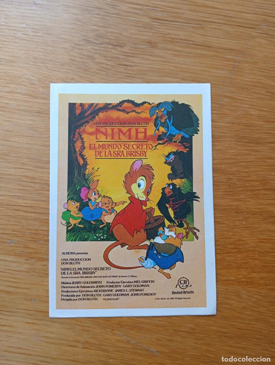 Cine: FOLLETO DE MANO. NIMH, EL MUNDO SECRETO DE LA SRA. BRISBY. ANIMACI&Oacute;N. DON BLUTH. 1982.SIN PUBLICIDAD