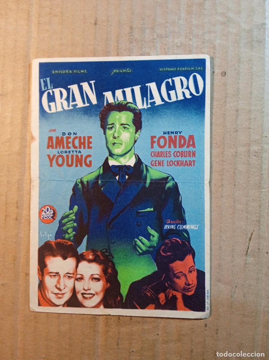 Kino: FOLLETO DE MANO CON PUBLICIDAD EL GRAN MILAGRO