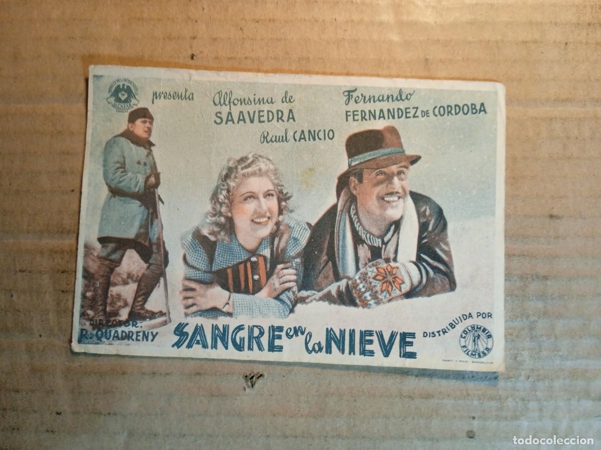 Kino: FOLLETO DE MANO CON PUBLICIDAD SANGRE EN LA NIEVE