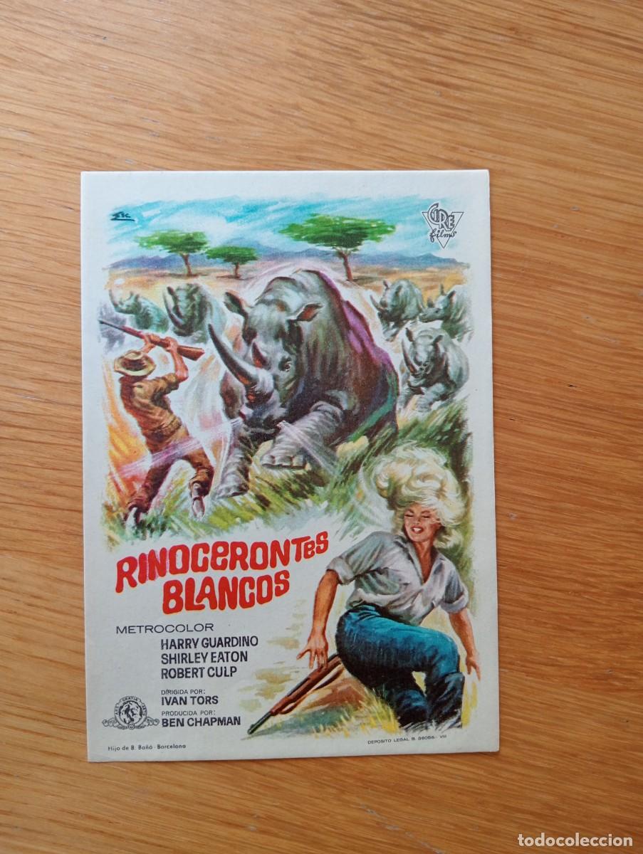 Folhetos de m&atilde;o de filmes antigos de cinema: FOLLETO DE MANO. RINOCERONTES BLANCOS. HARRY GUARDINO Y SHIRLEY EATON. IVAN TORS. 1964.