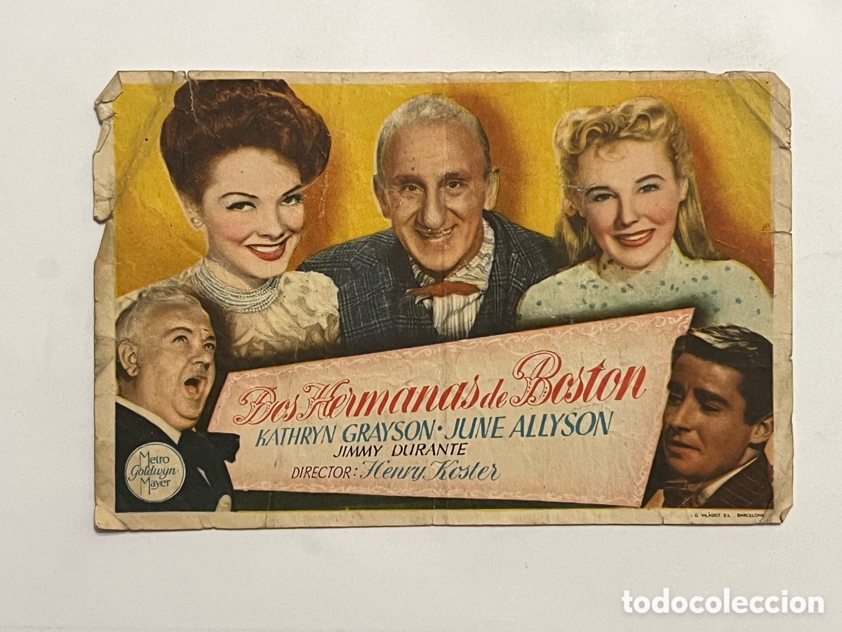 Folhetos de m&atilde;o de filmes antigos de cinema: FOLLETO DE MANO. DOS HERMANAS DE BOSTON, KATHRYN GRAYSON&bull; JUNE ALLYSON